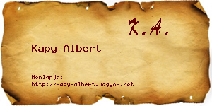 Kapy Albert névjegykártya